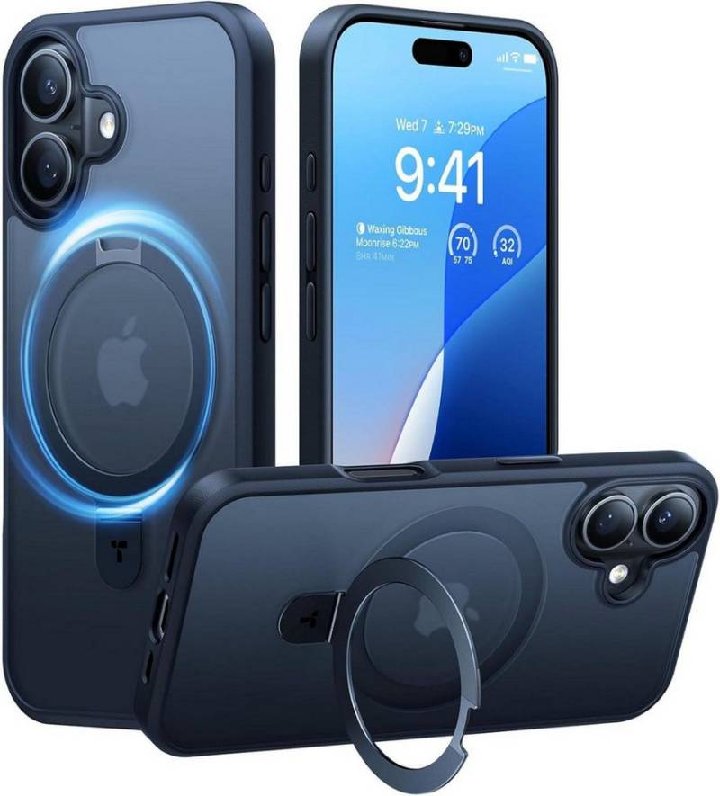 LuxusKollektion Displayschutzglas iPhone 16 Plus Hülle MagSafe Schwarz Militärischer Schutz Stand von LuxusKollektion