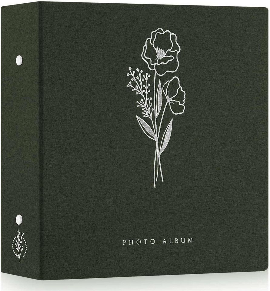 LuxusKollektion Einsteck-Fotoalbum Fotoalbum 10x15 600 Seiten Leinen Einsteckalbum für Fotos Grün von LuxusKollektion