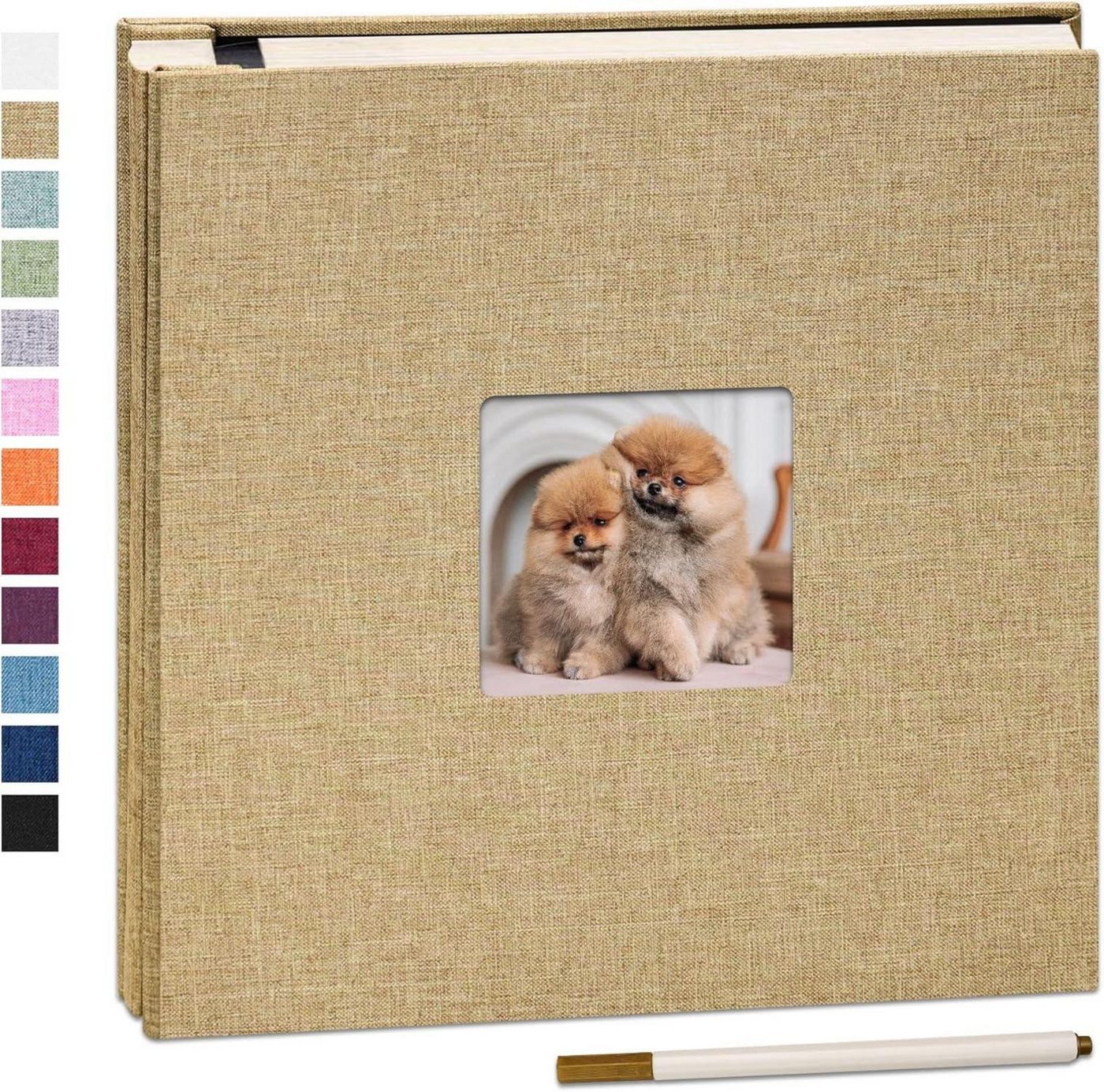 LuxusKollektion Fotoalbum Selbstklebendes Fotoalbum 60 Seiten DIY Fotoalben 10X15 Leinen Cover von LuxusKollektion