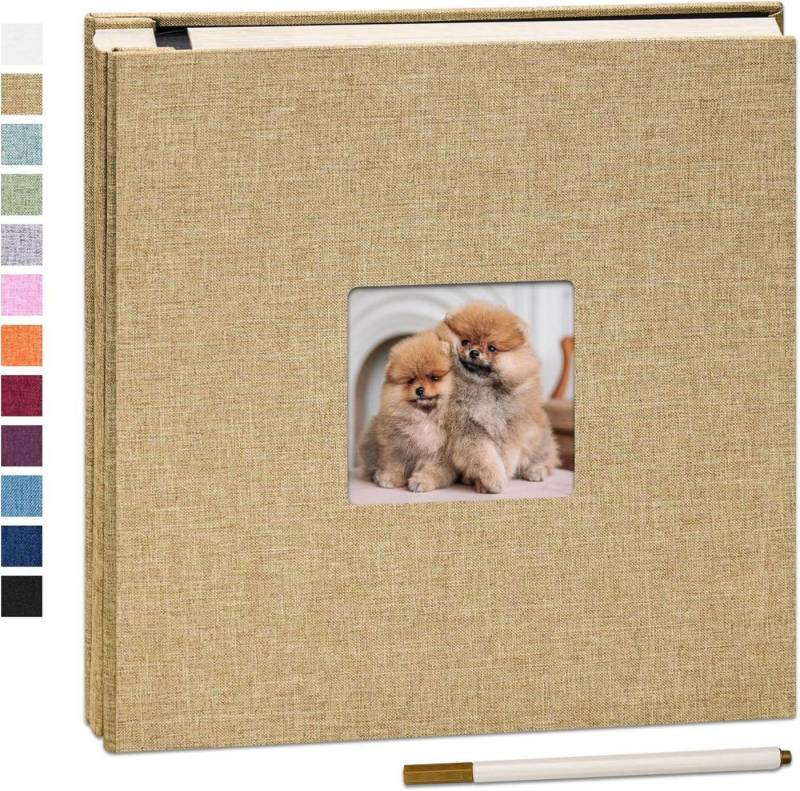 LuxusKollektion Fotoalbum Selbstklebendes Fotoalbum 60 Seiten DIY Fotoalben 10X15 Leinen Cover von LuxusKollektion