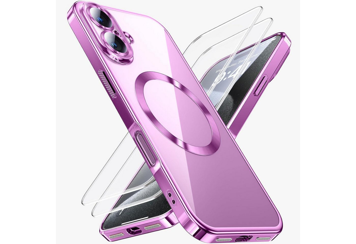 LuxusKollektion Handyhülle 3-in-1 Hülle für iPhone 16 Plus Pink mit Schutzfolie Magnet LuxusKollektion Handyhülle 3-in-1 Hülle für iPhone 16 Plus Pink mit Schutzfolie Magnet von LuxusKollektion
