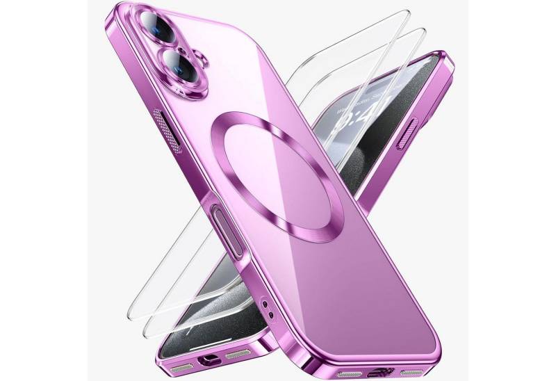 LuxusKollektion Handyhülle 3-in-1 Hülle für iPhone 16 Plus Pink mit Schutzfolie Magnet von LuxusKollektion