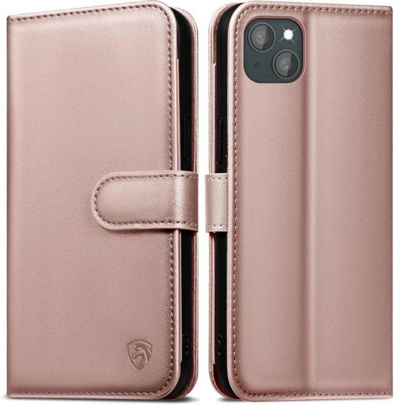 LuxusKollektion Handyhülle Handyhülle für iPhone 13 Klapphülle Roségold RFID 2-in-1 Schutzhülle von LuxusKollektion