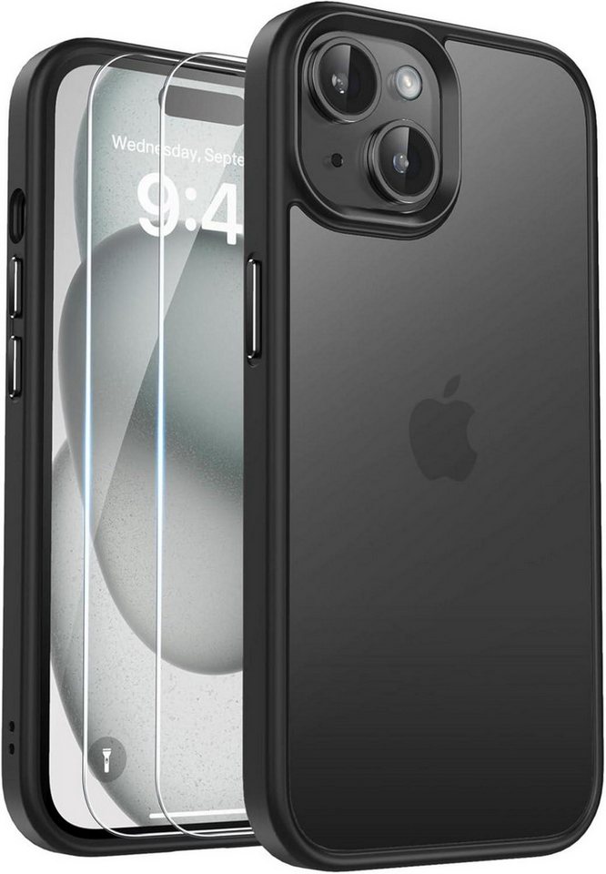 LuxusKollektion Handyhülle Handyhülle für iPhone 15 mit Schutzfolie Stoßfeste Schutzhülle Schwarz LuxusKollektion Handyhülle Handyhülle für iPhone 15 mit Schutzfolie Stoßfeste Schutzhülle Schwarz von LuxusKollektion