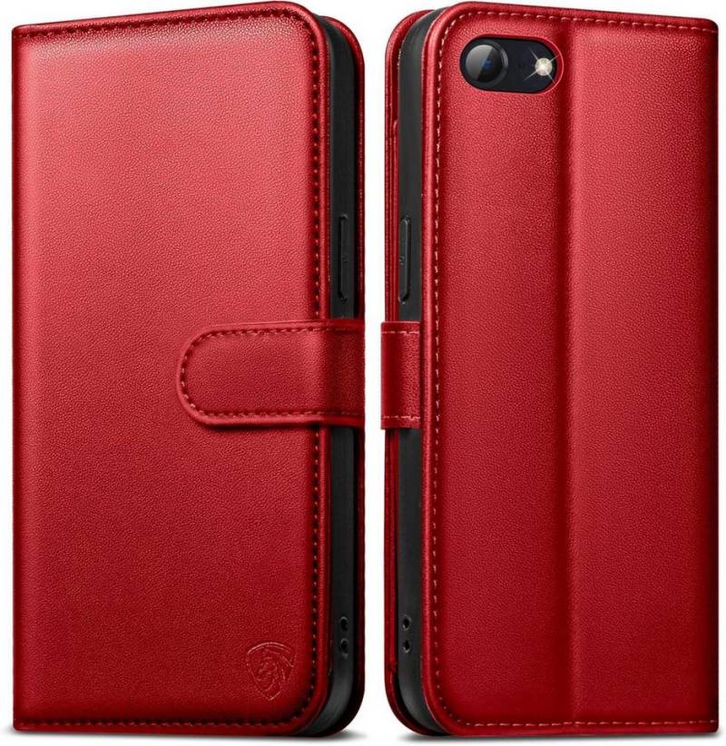 LuxusKollektion Handyhülle Handyhülle für iPhone SE 2020/2022 Klapphülle Leder Schutzhülle Rot von LuxusKollektion