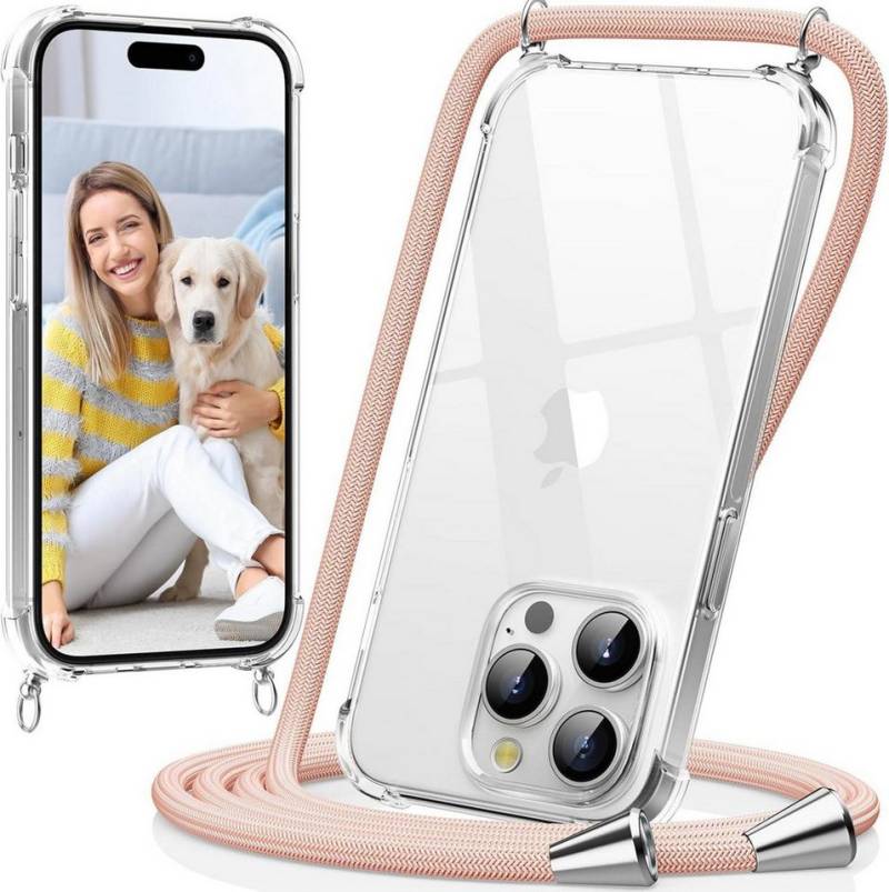 LuxusKollektion Handyhülle Handykette für iPhone 15 Pro 6,1 Zoll Transparente Hülle mit Kordel von LuxusKollektion