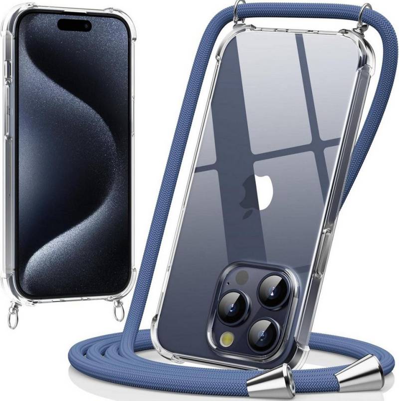 LuxusKollektion Handyhülle Handykette mit Bands für iPhone 15 Pro Max Hülle Blau von LuxusKollektion