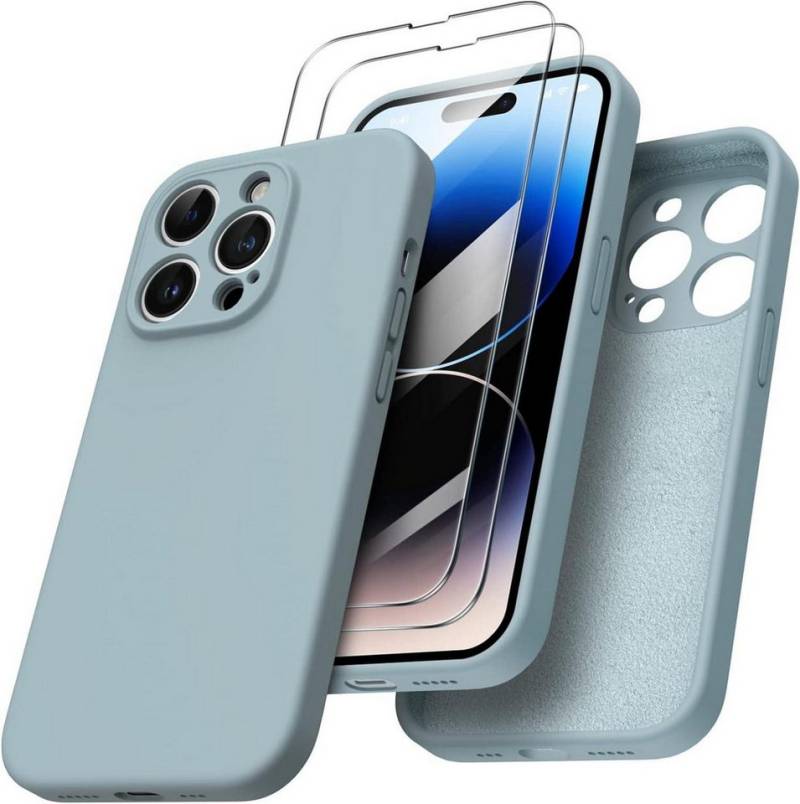 LuxusKollektion Handyhülle Hülle für iPhone 14 Pro 6,1 Zoll + 2 Screen Schutzfolien Mintgrün von LuxusKollektion