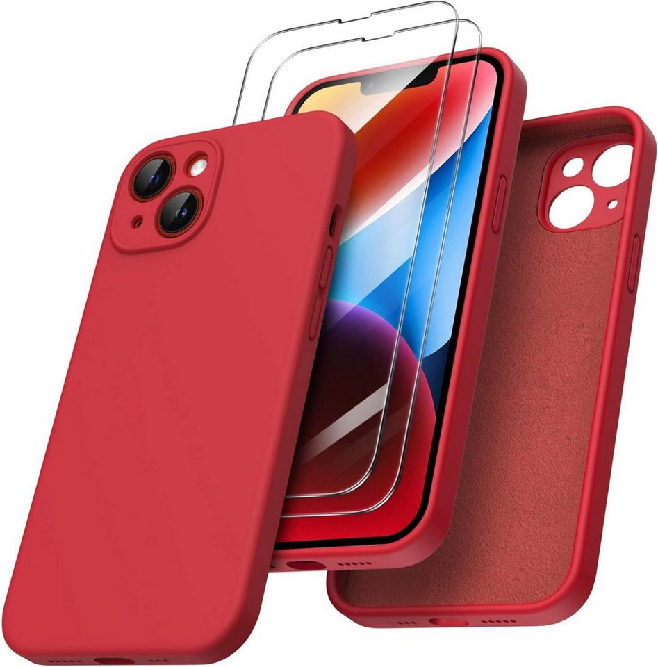 LuxusKollektion Handyhülle iPhone 14 Hülle 6,1 Zoll 2022 mit 2x Screen Schutzfolie Silikon Case LuxusKollektion Handyhülle iPhone 14 Hülle 6,1 Zoll 2022 mit 2x Screen Schutzfolie Silikon Case von LuxusKollektion
