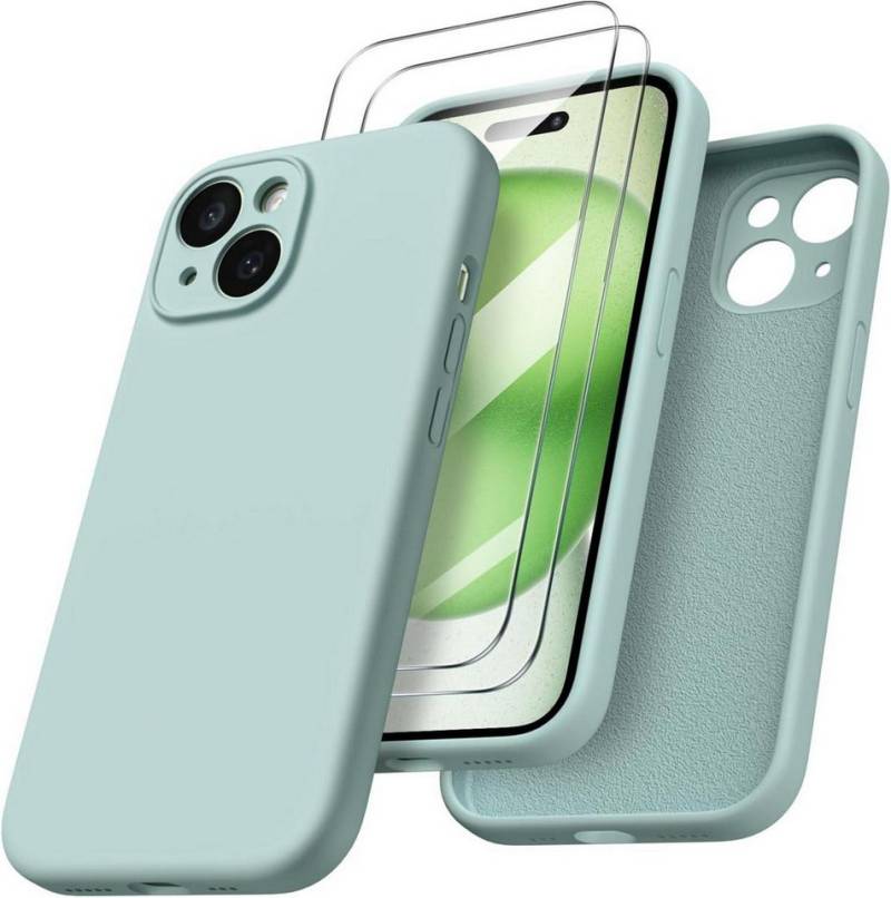 LuxusKollektion Handyhülle iPhone 15 Hülle flüssiges Silikon Agavengrün 6.1 Zoll Kameraschutz von LuxusKollektion