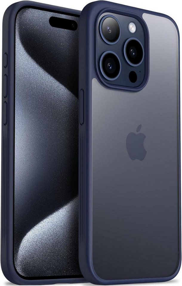 LuxusKollektion Handyhülle iPhone 15 Pro Schutzhülle Matt Anti-Rutsch 6,1 Zoll Blau von LuxusKollektion