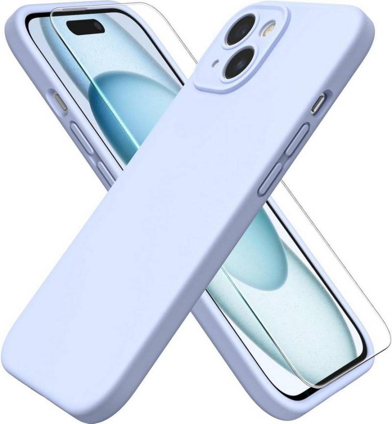 LuxusKollektion Handyhülle iPhone 15 Silikon Hülle 6.1'' Stoßfest Anti-Kratzer Himmelblau von LuxusKollektion