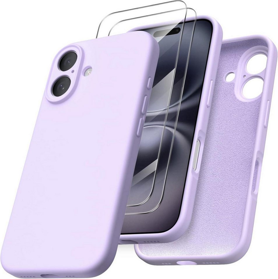 LuxusKollektion Handyhülle iPhone 16 Hülle flüssiges Silikon Kameraschutz 2 Schutzfolien Flieder LuxusKollektion Handyhülle iPhone 16 Hülle flüssiges Silikon Kameraschutz 2 Schutzfolien Flieder von LuxusKollektion