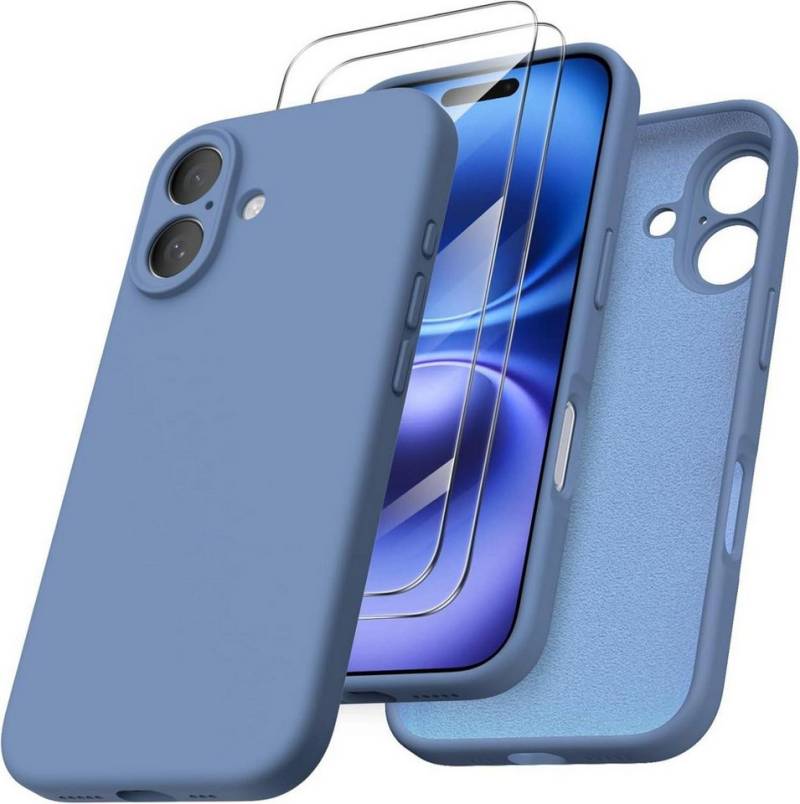 LuxusKollektion Handyhülle iPhone 16 Hülle mit Kameraschutz Silikon Schutzhülle 6.1 Zoll Blau von LuxusKollektion