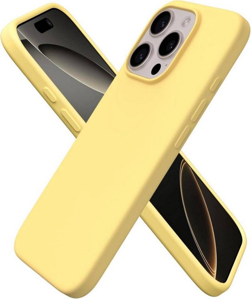 LuxusKollektion Handyhülle iPhone 16 Pro Hülle Silikon 6,3 Zoll Flüssiges Silikon Leicht Gelb von LuxusKollektion