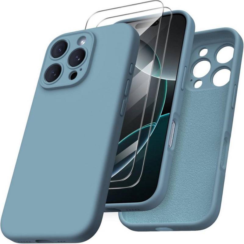 LuxusKollektion Handyhülle iPhone 16 Pro Hülle flüssiges Silikon Kameraschutz 2 Schutzfolien von LuxusKollektion