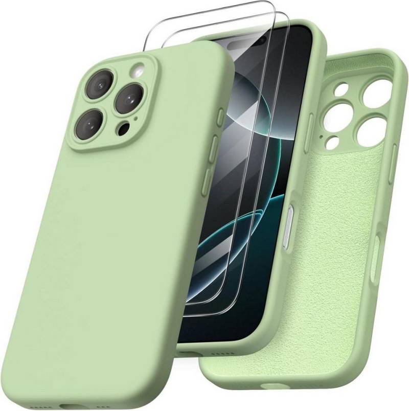 LuxusKollektion Handyhülle iPhone 16 Pro Hülle flüssiges Silikon Kameraschutz 6.3 Zoll Hellgrün von LuxusKollektion