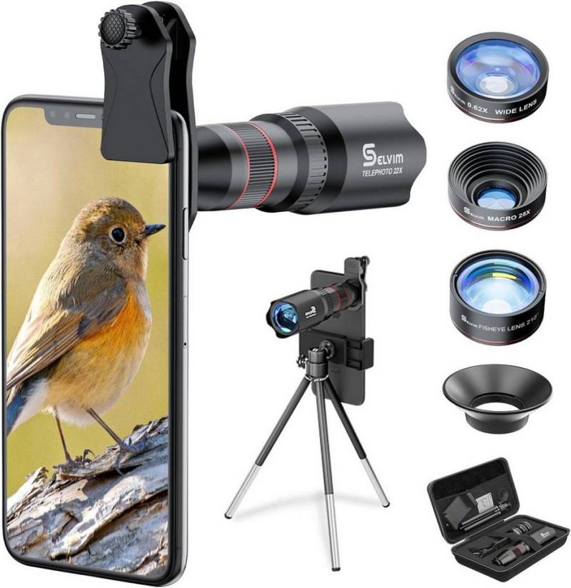 LuxusKollektion Kamera-Hülle Handy Objektiv Linse Kit 22X 25X Makro 0,62X Weitwinkel von LuxusKollektion