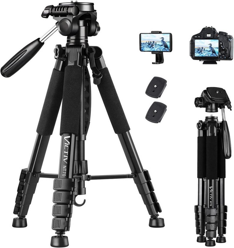 LuxusKollektion Kamera-Hülle Kamera Stativ 52-185cm, leichtes Tripod mit 3-Wege-Kopf, Aluminium von LuxusKollektion