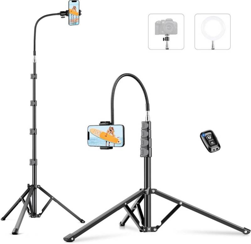 LuxusKollektion Kamera-Hülle Victiv 224cm Handy Stativ mit Schwanenhals für Canon DSLR & iPhone 15 von LuxusKollektion