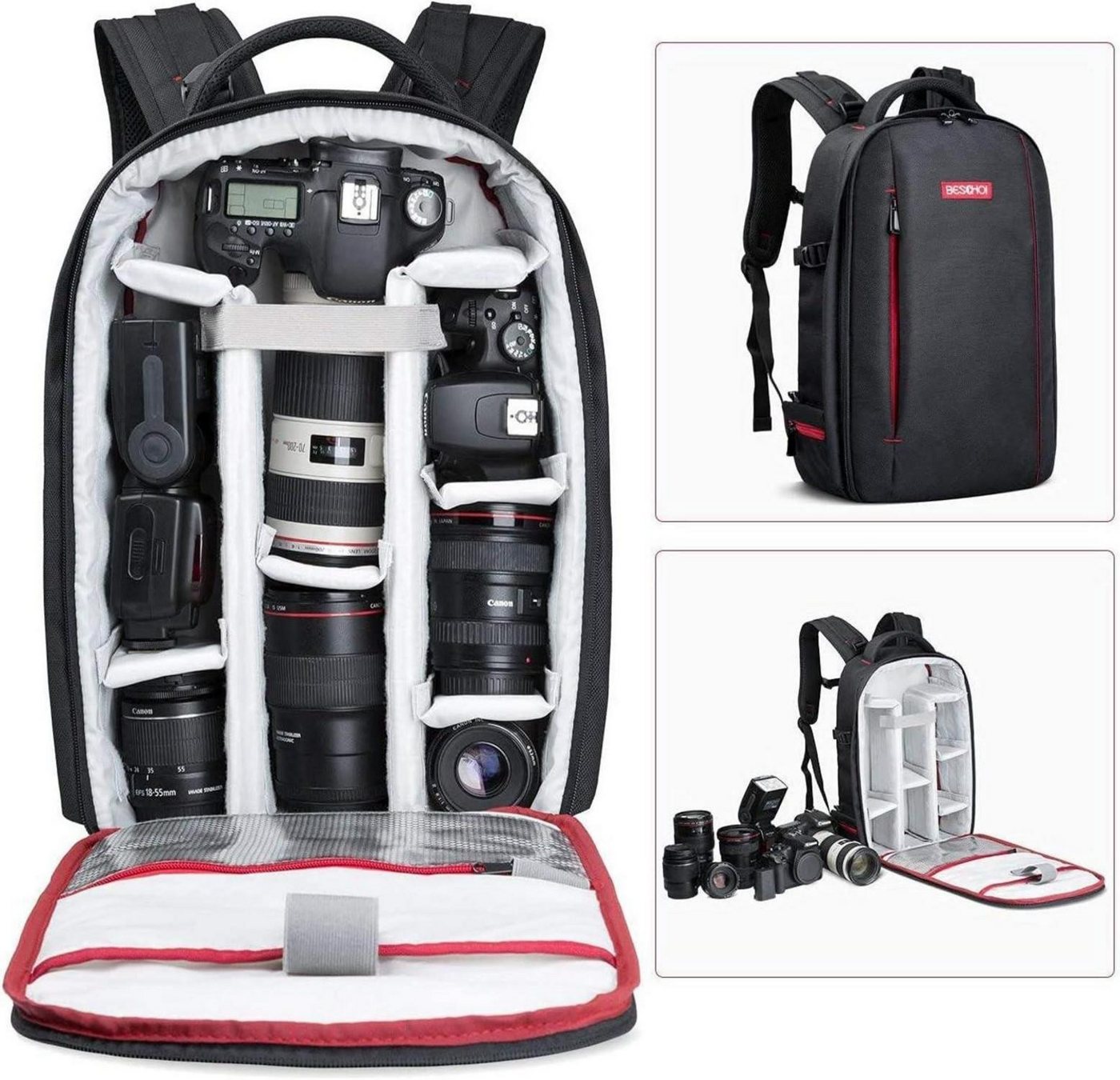 LuxusKollektion Kameratasche Fotorucksack wasserdicht Kameratasche mit Laptopfach für DSLR Kamera LuxusKollektion Kameratasche Fotorucksack wasserdicht Kameratasche mit Laptopfach für DSLR Kamera von LuxusKollektion