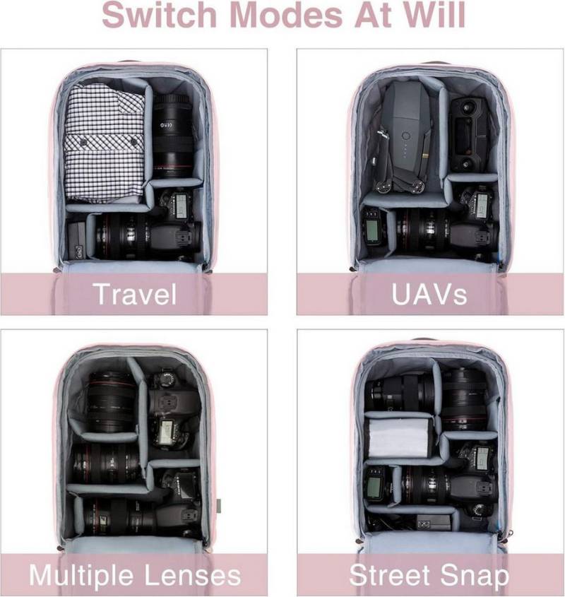 LuxusKollektion Kameratasche Kamerarucksack Rosa Mittel 13,3-zoll Laptop DSLR SLR Fotorucksack von LuxusKollektion