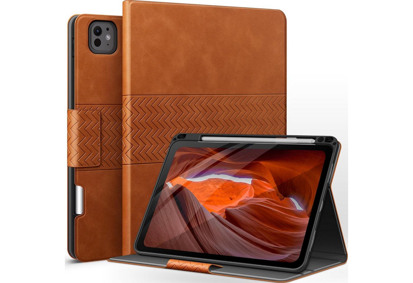 LuxusKollektion Tablet-Hülle Hülle iPad Pro 11 Zoll M4 PU Leder Stifthalter USB-C Braun von LuxusKollektion