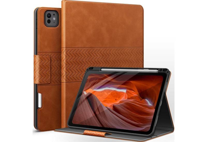 LuxusKollektion Tablet-Hülle Hülle iPad Pro 11 Zoll M4 PU Leder Stifthalter USB-C Braun von LuxusKollektion