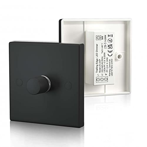 Luxvista 5-200W Dimmer Schalter AC200-240V Lichtschalter Dimmer für Dimmbar LED/Halogen/Glühlampen Switch Dimmer Schwarz Dimmer von 0-100% über Manuelle Taste mit Memory-Funktion (1Pcs) von Luxvista