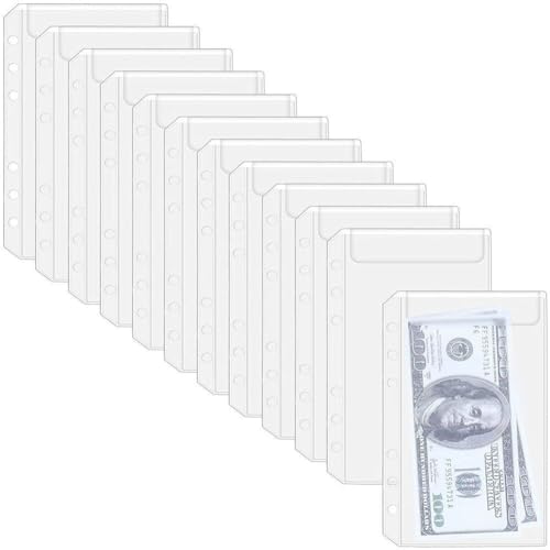 12 Stück A6-binder-budgettaschen, Bargeld-budget-umschläge, Pvc- Für Lose Blätter, Einlegeseiten Für 6-ring-notizbücher von Luxylei
