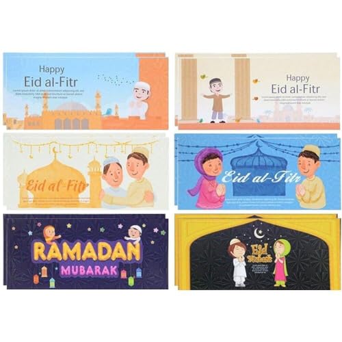 6 Stück Eid Mubarak-umschläge Für Geld, Ramadan-geschenkkartenhalter, Eid Mubarak-geschenkkarten-geldumschläge Für Islamische Muslimische Partyartikel von Luxylei