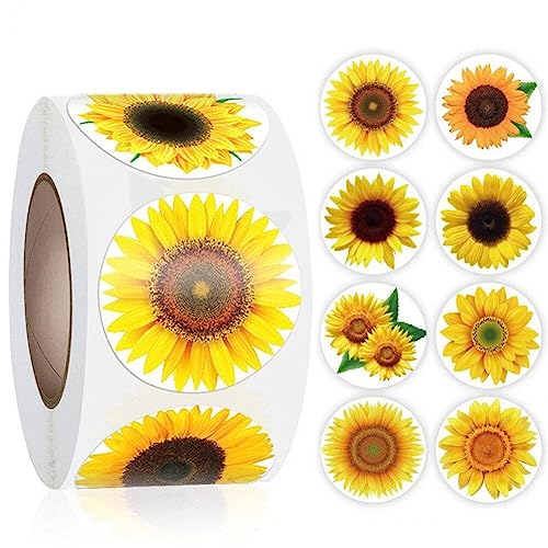 Sonnenblumen-aufkleber, 500 Stück, 8 Muster, Personalisierte Sonnenblumen-etiketten, Abziehbilder Für Danksagungen, Grußkarten, Umschläge, Geschenkversiegelung von Luxylei