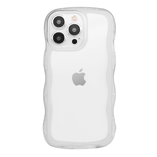 Luyxcaze Handyhülle für iPhone 11 Pro Max 16,5 cm (6,5 Zoll), niedliches Design, transparente TPU-Hülle, Wellenrahmen, schöner Stil, stoßfeste Schutzhülle für Damen, Mädchen, Damen (klar-weiß) von Luyxcaze