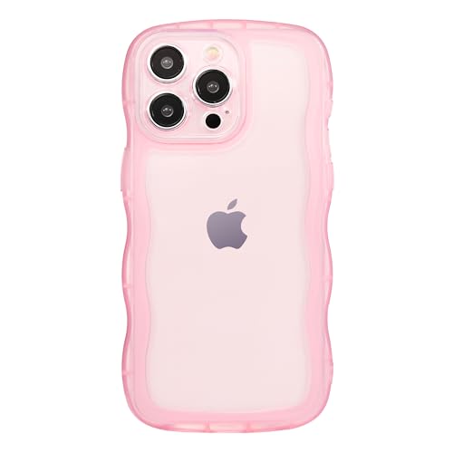 Luyxcaze Handyhülle für iPhone 13 Pro Max 17.0 cm Niedliches Design Handyhülle Transparent TPU Hülle Wellenrahmen Case Lovely Style Stoßfest Schutzhülle für Frauen Mädchen Damen (Clear-Pink) von Luyxcaze