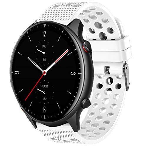LvBu Armband Kompatibel Für Amazfit GTR 2 Smart Watch, Sport Silikon Classic Ersatz Uhrenarmband Für Amazfit GTR 2 Smartwatch (Weiß) von LvBu