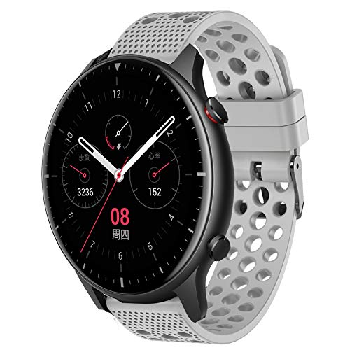 LvBu Armband Kompatibel Für Amazfit GTR 2 Smart Watch, Sport Silikon Classic Ersatz Uhrenarmband Für Amazfit GTR 2 Smartwatch (grau) von LvBu