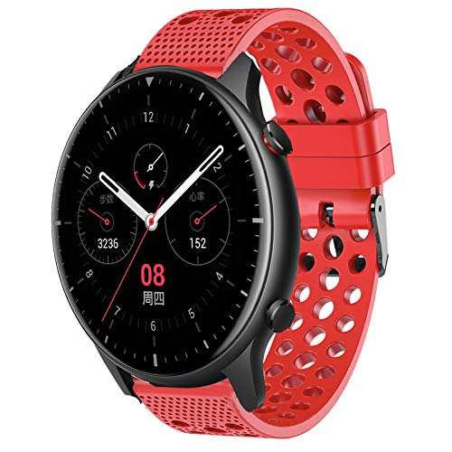 LvBu Armband Kompatibel Für Amazfit GTR 2 Smart Watch, Sport Silikon Classic Ersatz Uhrenarmband Für Amazfit GTR 2 Smartwatch (rot) von LvBu