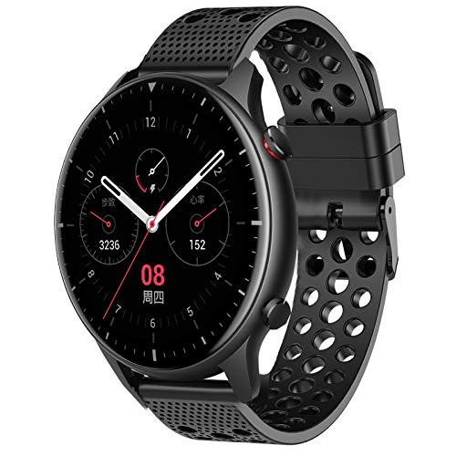 LvBu Armband Kompatibel Für Amazfit GTR 2 Smart Watch, Sport Silikon Classic Ersatz Uhrenarmband Für Amazfit GTR 2 Smartwatch (schwarz) von LvBu