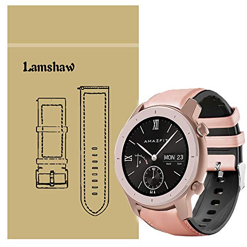 LvBu Armband Kompatibel Für Amazfit GTR Smart Watch, Leder Silikon Classic Ersatz Uhrenarmband Für Amazfit GTR 47mm/ Amazfit GTR 42mm Smartwatch (47mm, Rosa) von LvBu
