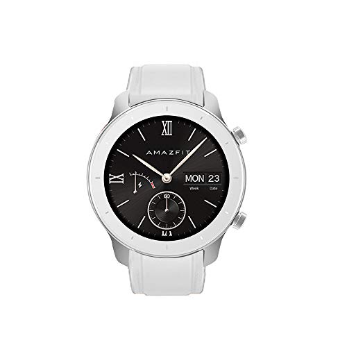 LvBu Armband Kompatibel Für Amazfit GTR Smart Watch, Leder Silikon Classic Ersatz Uhrenarmband Für Amazfit GTR 47mm/ Amazfit GTR 42mm Smartwatch (47mm, Weiß) von LvBu