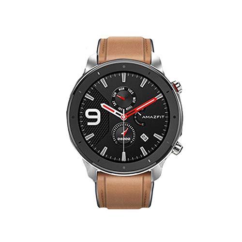 LvBu Armband Kompatibel Für Amazfit GTR Smart Watch, Leder Silikon Classic Ersatz Uhrenarmband Für Amazfit GTR 47mm/ Amazfit GTR 42mm Smartwatch (47mm, braun) von LvBu