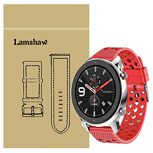 LvBu Armband Kompatibel Für Amazfit GTR Smart Watch, Sport Silikon Classic Ersatz Uhrenarmband Für Amazfit GTR 42mm Smartwatch (42mm case, Rot) von LvBu