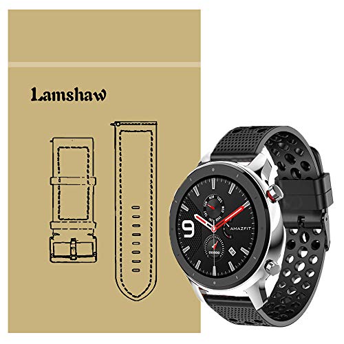 LvBu Armband Kompatibel Für Amazfit GTR Smart Watch, Sport Silikon Classic Ersatz Uhrenarmband Für Amazfit GTR 42mm Smartwatch (42mm case, Schwarz) von LvBu
