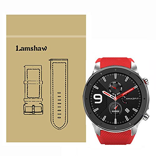 LvBu Armband Kompatibel Für Amazfit GTR Smart Watch, Sport Silikon Classic Ersatz Uhrenarmband Für Amazfit GTR 47mm Smartwatch (47mm case, Rot) von LvBu