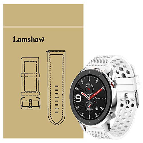 LvBu Armband Kompatibel Für Amazfit GTR Smart Watch, Sport Silikon Classic Ersatz Uhrenarmband Für Amazfit GTR 47mm Smartwatch (47mm case, Weiß) von LvBu