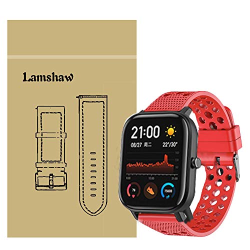 LvBu Armband Kompatibel Für Amazfit GTS, Sport Silikon Classic Ersatz Uhrenarmband Für Amazfit GTS Smartwatch (Rot) von LvBu