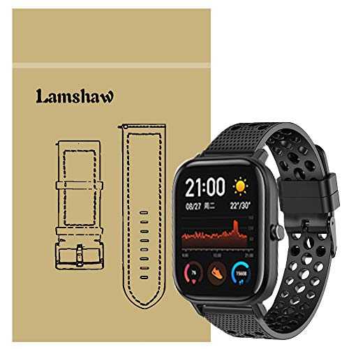 LvBu Armband Kompatibel Für Amazfit GTS, Sport Silikon Classic Ersatz Uhrenarmband Für Amazfit GTS Smartwatch (Schwarz) von LvBu