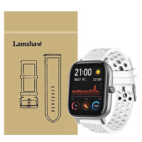 LvBu Armband Kompatibel Für Amazfit GTS, Sport Silikon Classic Ersatz Uhrenarmband Für Amazfit GTS Smartwatch (Weiß) von LvBu