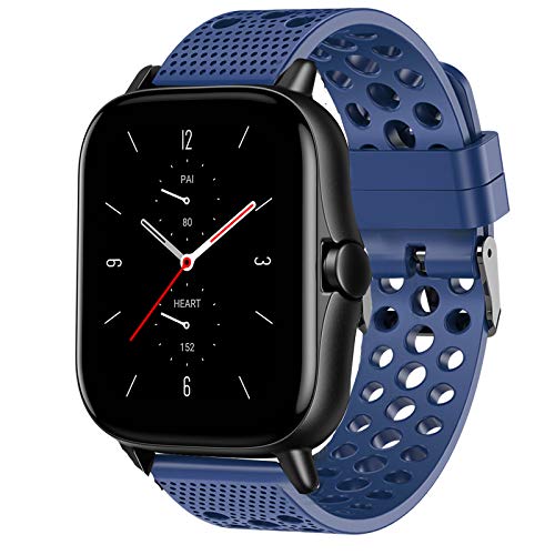 LvBu Armband Kompatibel Für Amazfit GTS 2 Smart Watch, Sport Silikon Classic Ersatz Uhrenarmband Für Amazfit GTS 2 Smartwatch (Blau) von LvBu