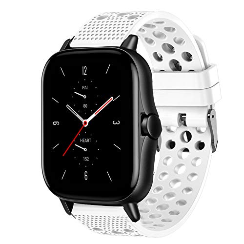 LvBu Armband Kompatibel Für Amazfit GTS 2 Smart Watch, Sport Silikon Classic Ersatz Uhrenarmband Für Amazfit GTS 2 Smartwatch (Weiß) von LvBu
